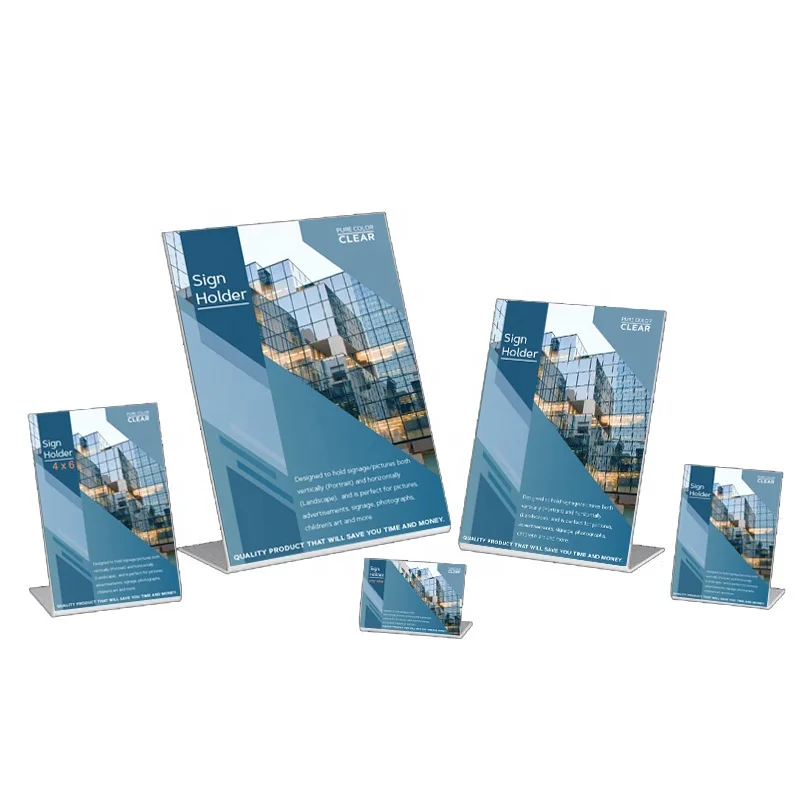 Home Acrylic Plastic Slanted Sign Holder Table Menu Acrylic Display Racks Photo Frames