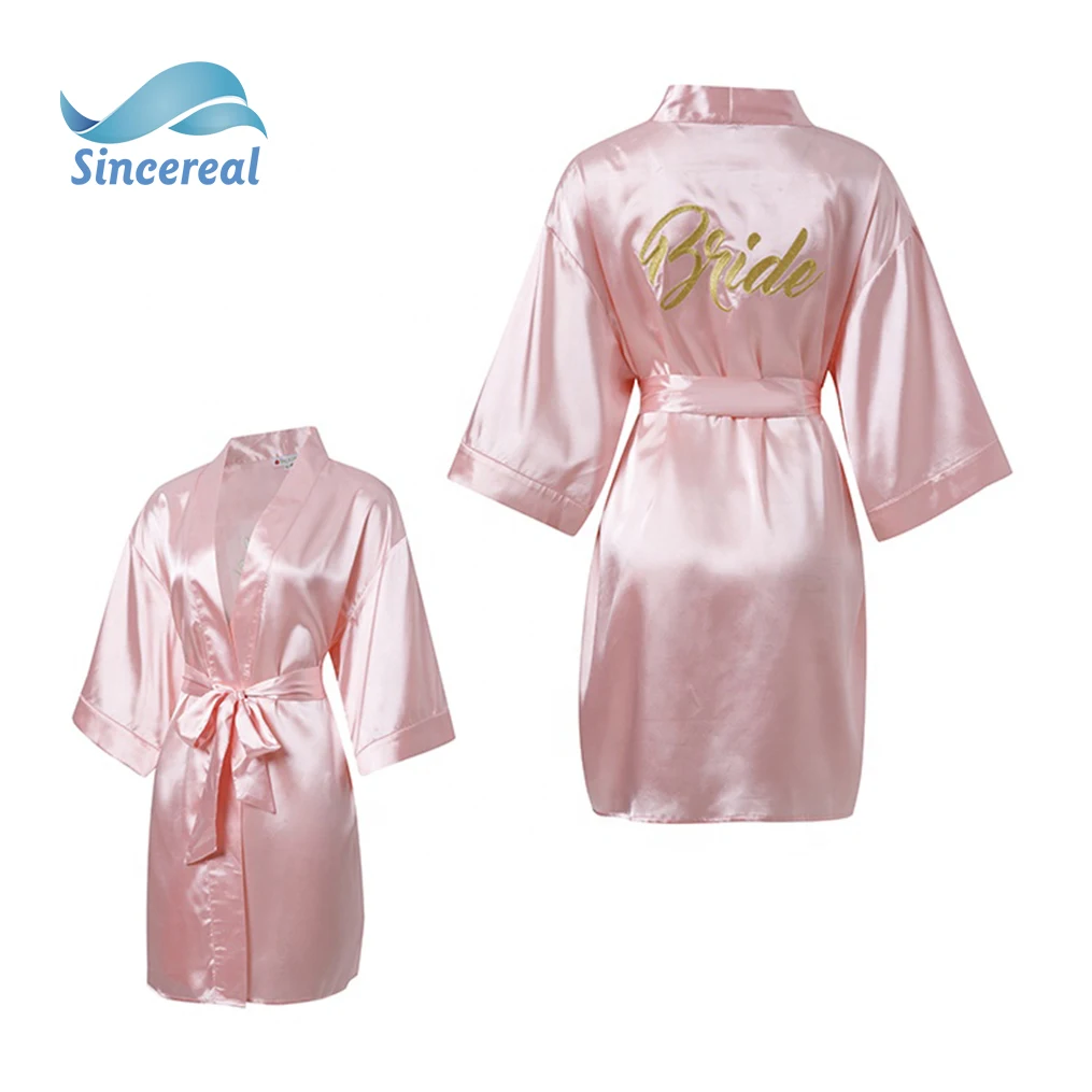 Personalized Satin silk Bride party Robe women custom wedding date bride kimono Peignoir bridesmaid bridal robes