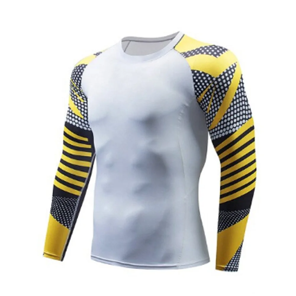  Компрессионная рубашка bjj rush guard с длинным рукавом пользовательский сублимационный принт MMA спортивная одежда для мужчин