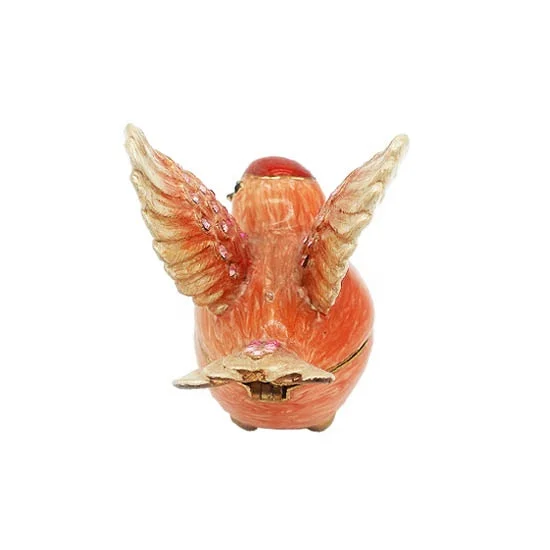 Pigeon Jewelry Trinket Box Metal Alloy Hand Paint Enamel decorated with Crystals Souvenir Promotion Gift Ring Box