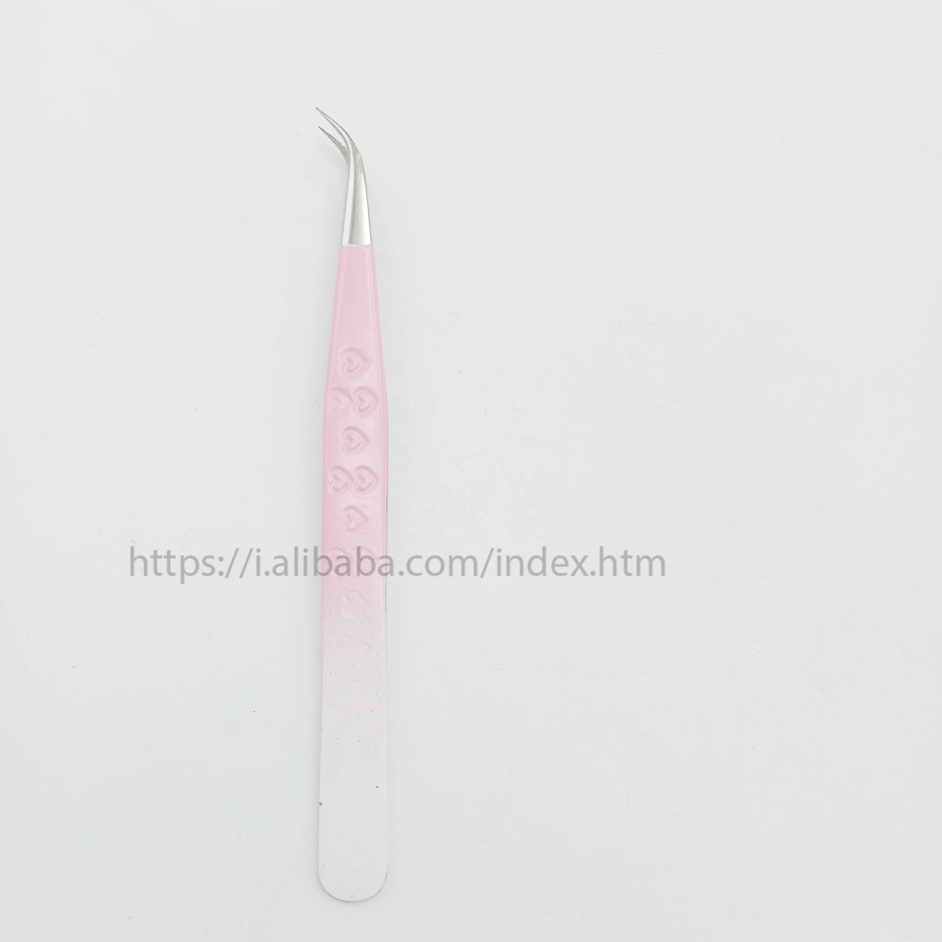 Wholesale Eyelash extension tweezer color  light pink color back white silver with high quality eyelash tool kits lash tweezers