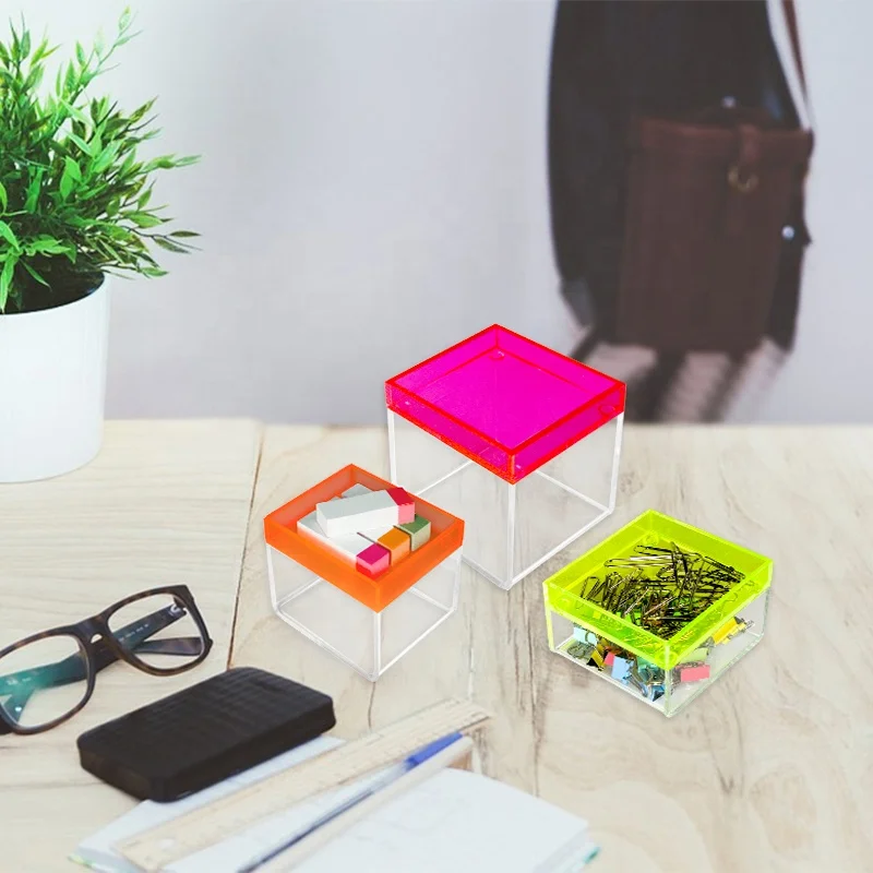 Clear Plastic Box Acrylic Square Neon Acrylic Display With Lid Multifunction