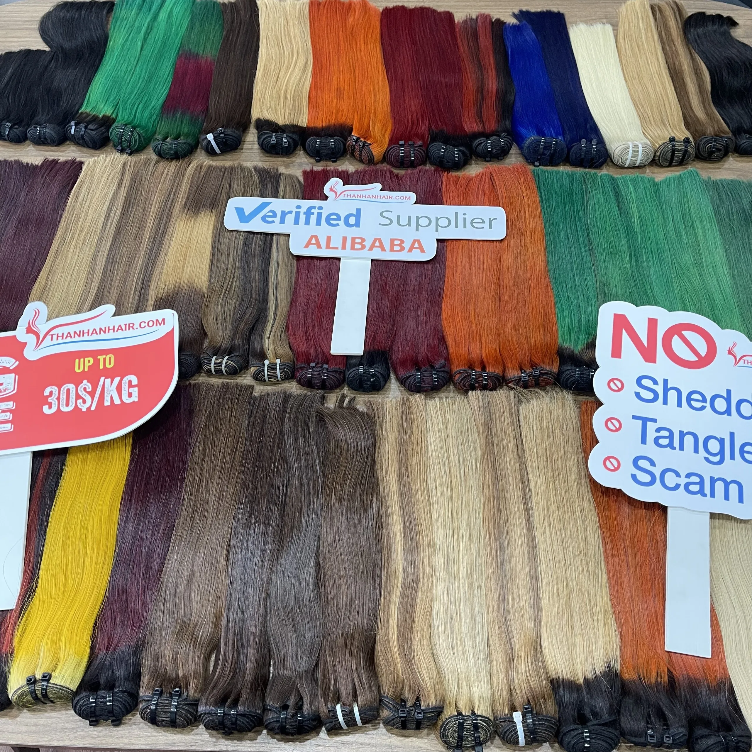 Hot trend color in summer 2024 Bone straight Weft Hair Colored Vietnamese Hair Double Drawn ready to ship genius weft