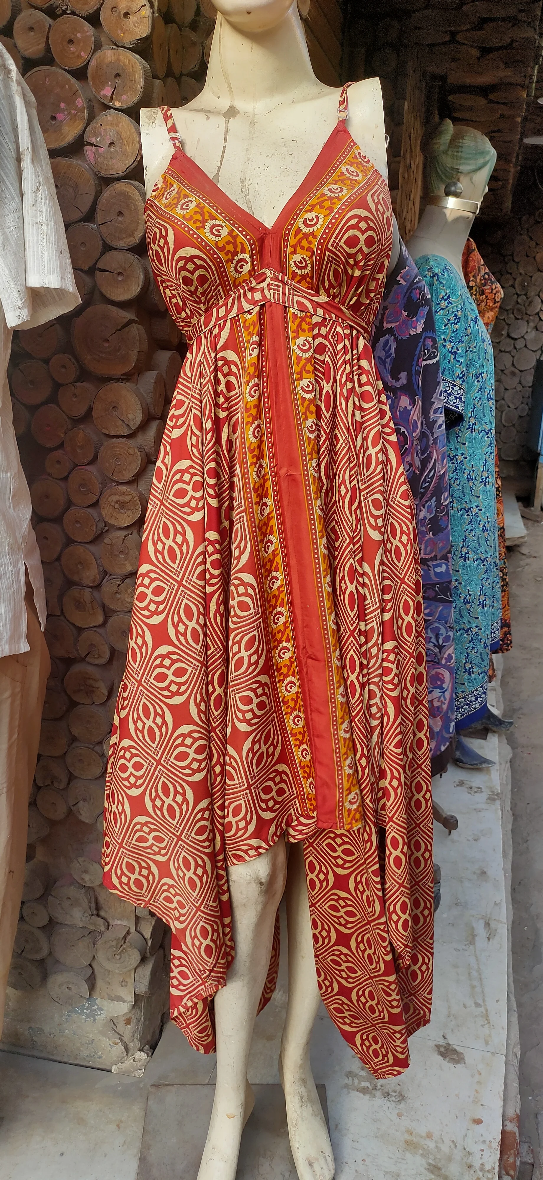 Bohemian silk dress Silk Saree 100% Best Quality Boho Women Fashion Beach Wear Casual Dress