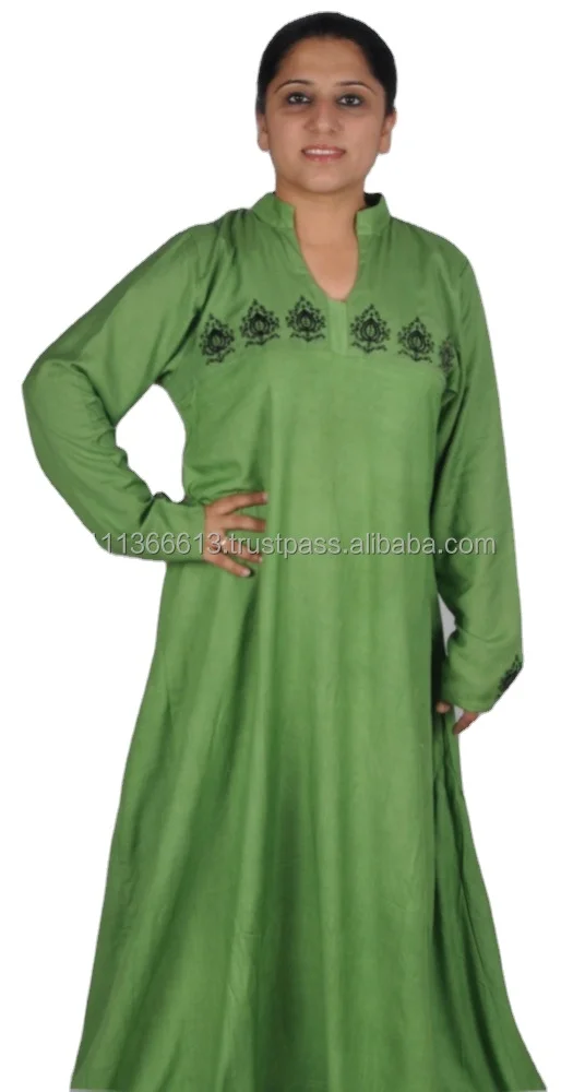Specially Designed Beautiful Islamic Long Abaya with Paisley Embroidery Made in Bamboo Fabric for Muslim Women