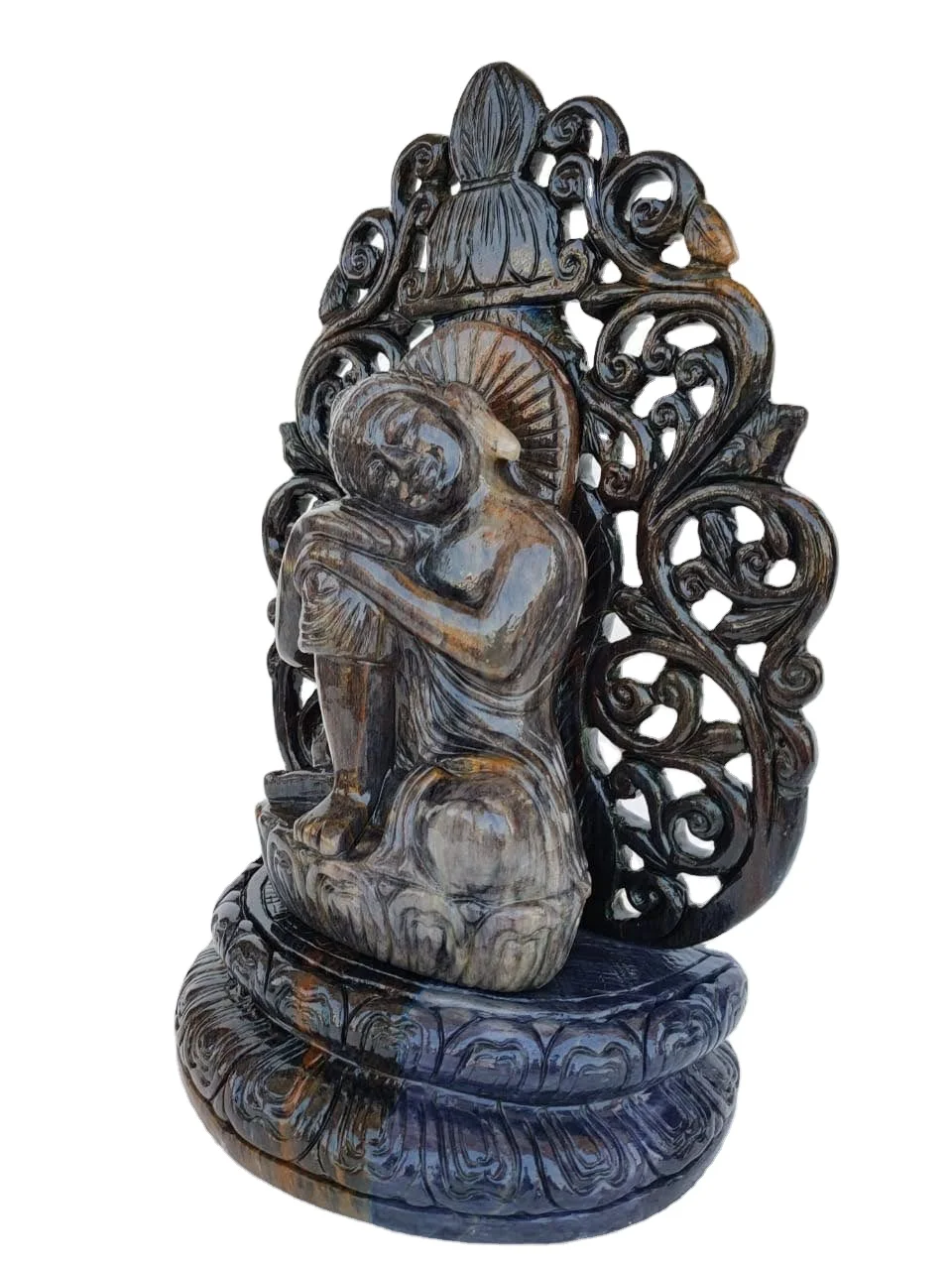 Hot Selling Blue Aventurine Buddha Statue Hand Carved Crystal Healing Stone Religious Gemstone Sculpture Carrying Crystal