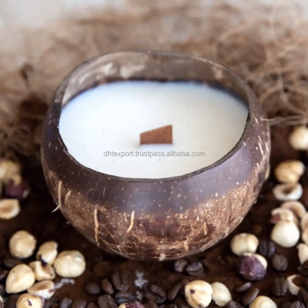 High quality set soy wax scented candles coconut/candle holder coconut /Coconut candle with Palm wax candle coconut shell