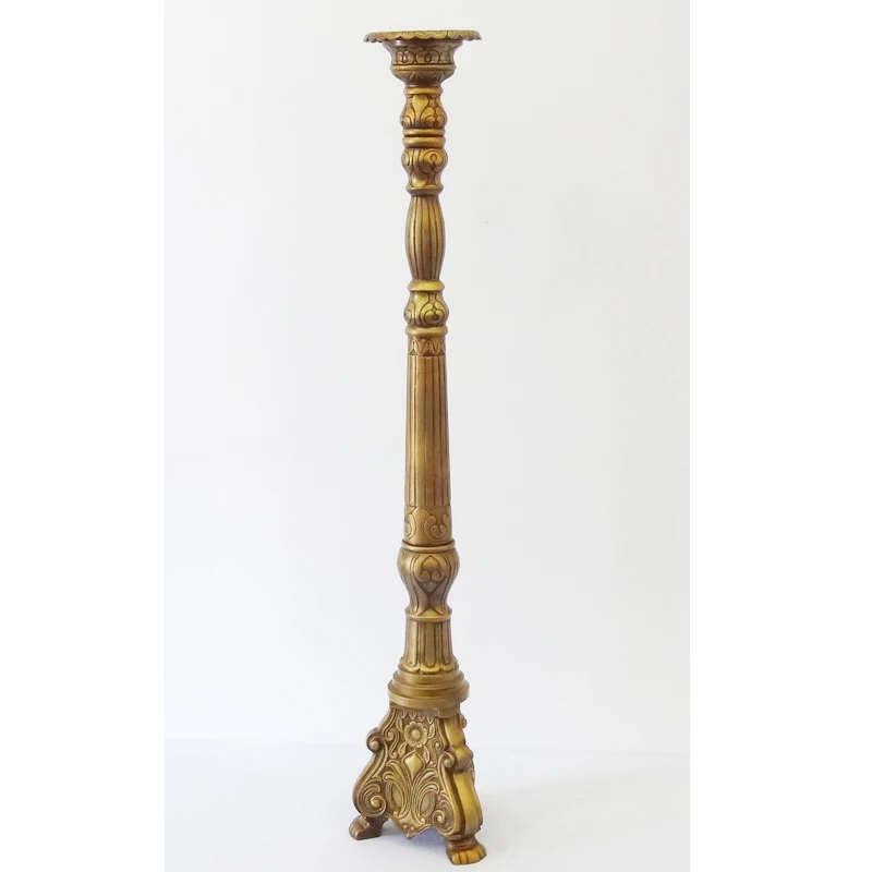 Aluminum Brass Antique Embossed Candle Pillar Holder Royal Luxuries Classic Design Indian Hand Crafted Long Floor Candle Holder