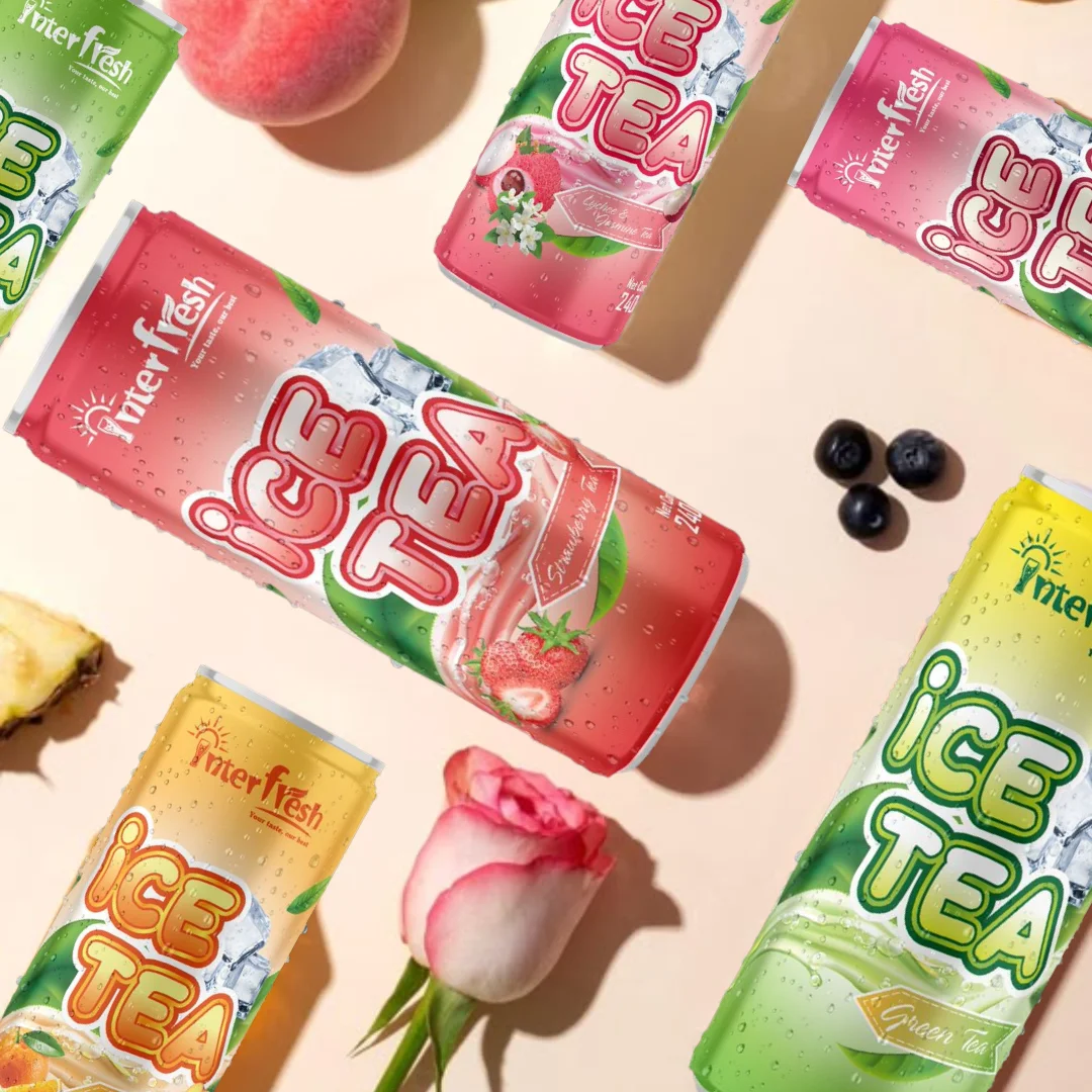 Interfresh Factory Direct Sales Lemon Ice Tea Drink Refreshing Fruit Drinks 320ml Can Mango Tea Drink OEM HALAL Mulberry Juice
