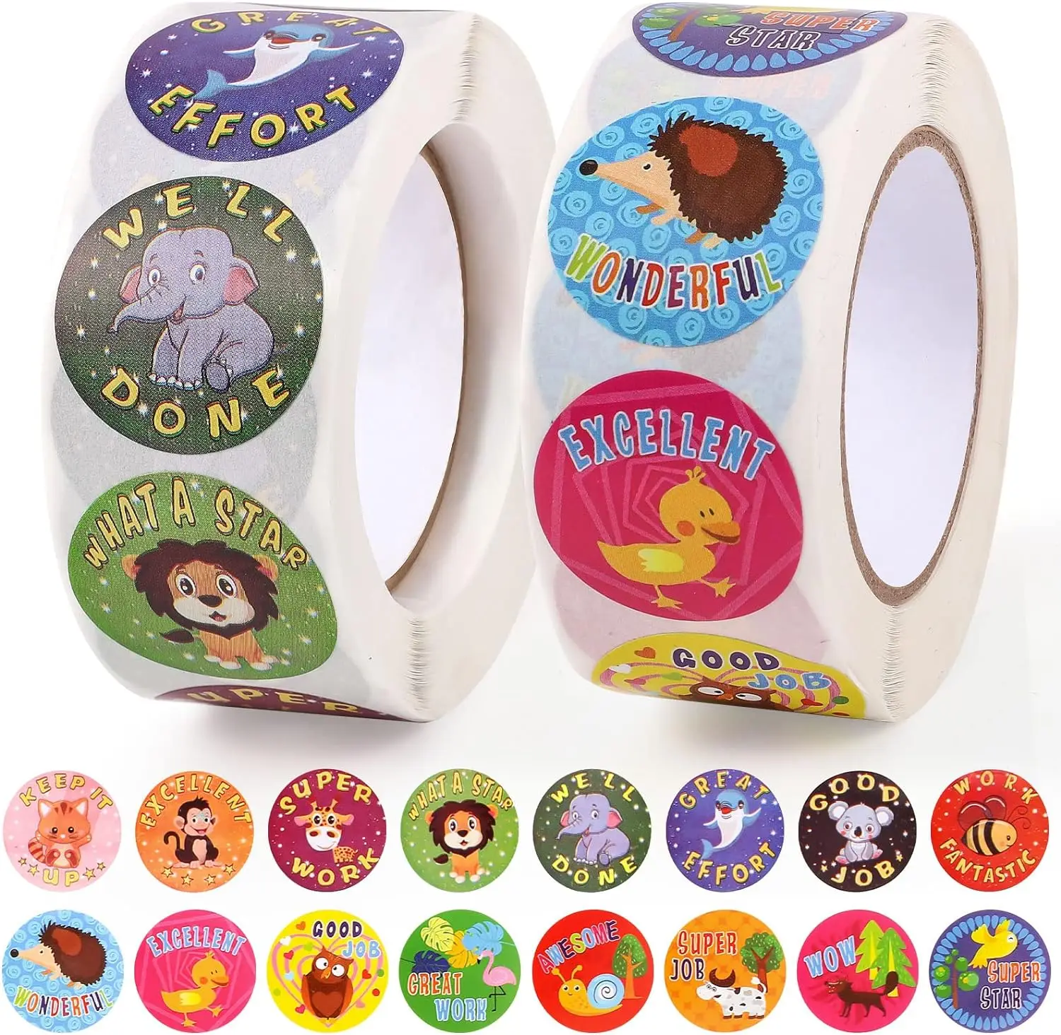 Custom designed waterproof kids round roll stickers suitable for clothes mirror laptop