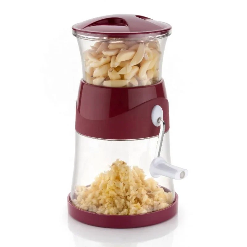 Transparent Round Plastic Manual Chilli Cutter Top Bottom Box Steel Hand Chopper for Veggie Onion Dry Fruit Peanut Cutting