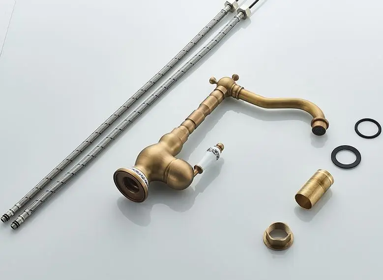 Antique Brass Basin Faucet Bathroom Counter Basin Mixer Tap Kitchen Sink Faucet Tap Brush Bronze Finishing Faucet