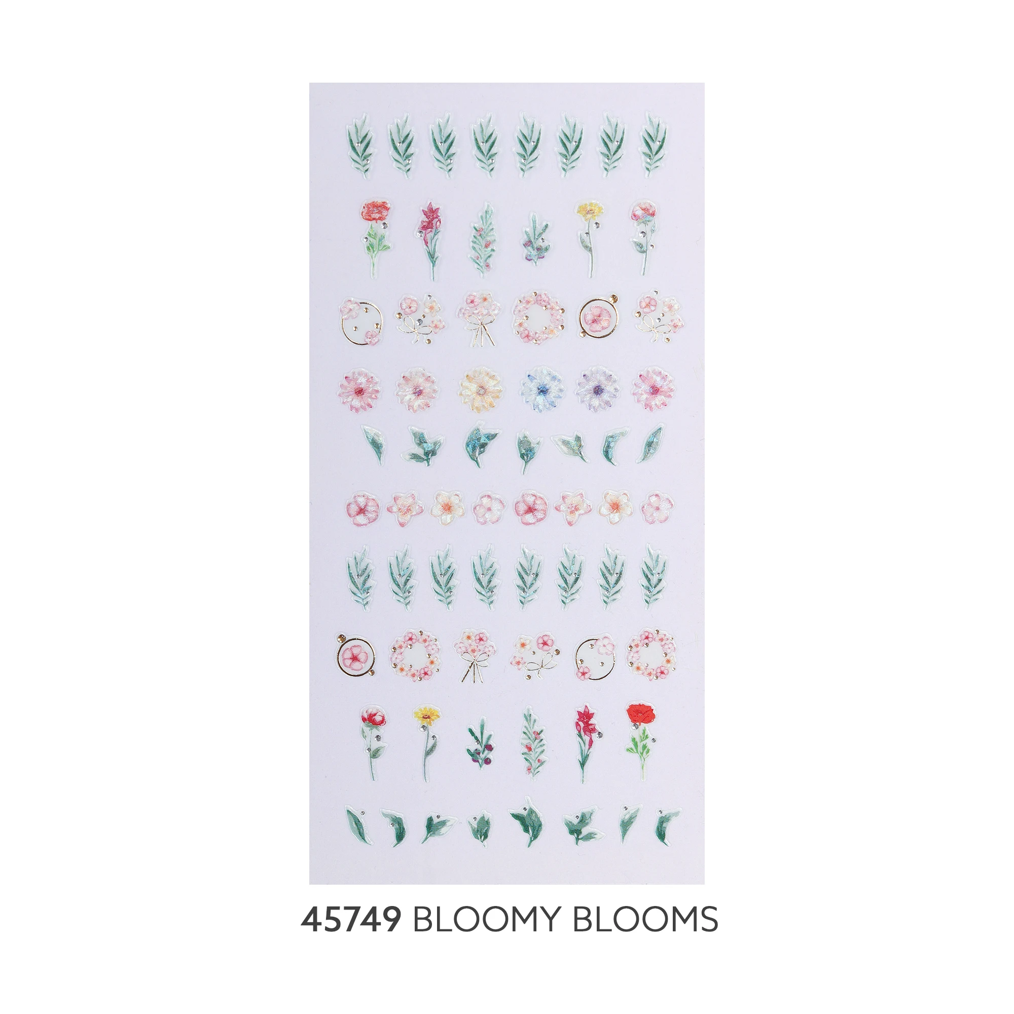 BLOOMY BLOOMS #45749 Decals and stickers with flower crown Frame leaf blade Multi Size nail art sticker Korea design oem odm