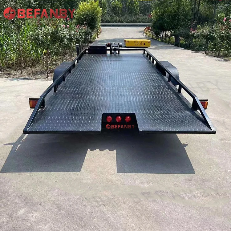 Car Hydraulic 3 Tonne Trailer Low Bed Tilt Trailer Tandem Car Trailer With 12000 LBS Winch