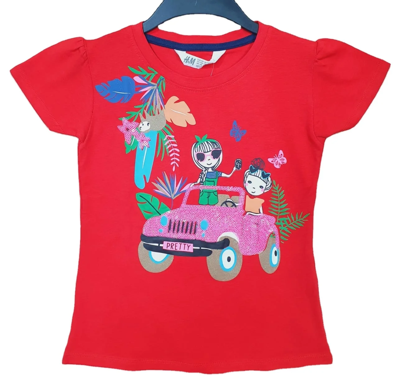 Branded girls spandex fancy sequence t-shirt.