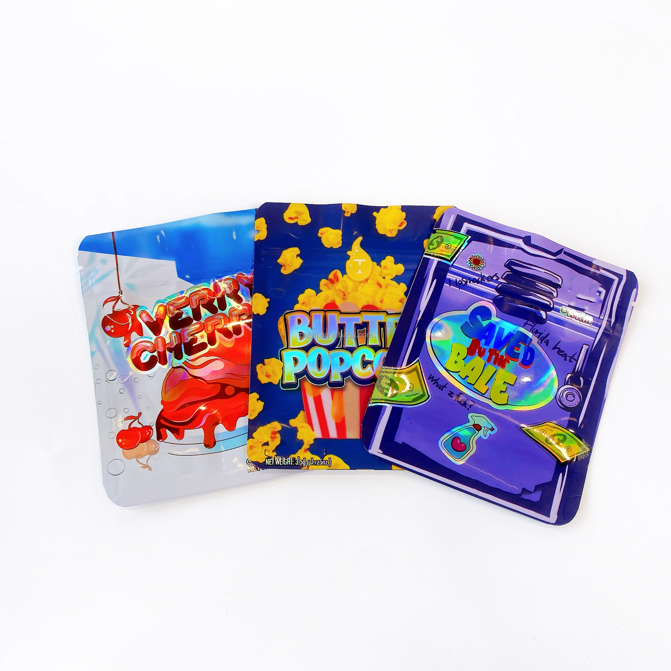 Cailyn Logo Printed custom packaging Reusable Smell Proof Gummies Candy Zip Lock smell proof custom 3.5 mylar bags candy bags