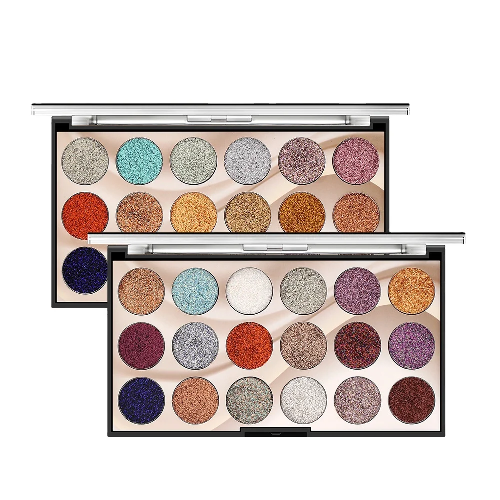 2021 18color wholesale custom glitter duochrome neon eyeshadow base makeup eyeshadow palette