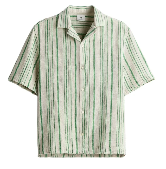 Regular Fit Striped Black& Beige Half Sleeve Breathable High Trending  100% Soft Cotton Front Chest Pocket Collar Shirts For Men