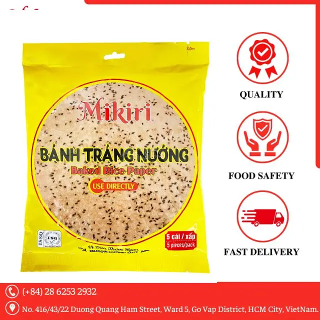 130G Flavor Coconut Baked Vietnam Rice Sesame Paper Cracker Ingredient Rice flour, sesame, coconut Eat as Snacks Biscuit Cracker