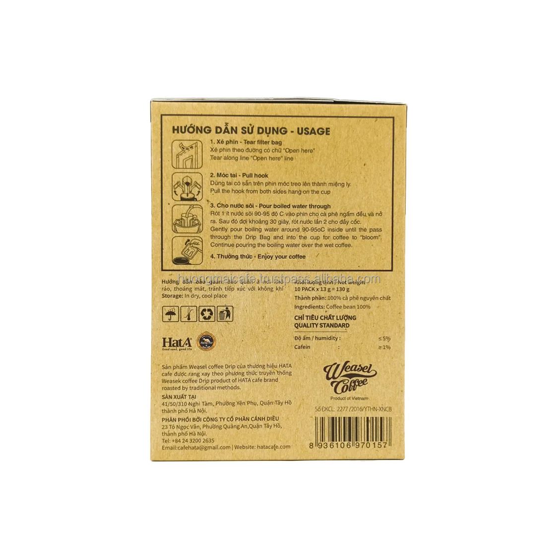 Hot Selling Weasel Drip Coffee 13g *10 packs per box Hat A Brand