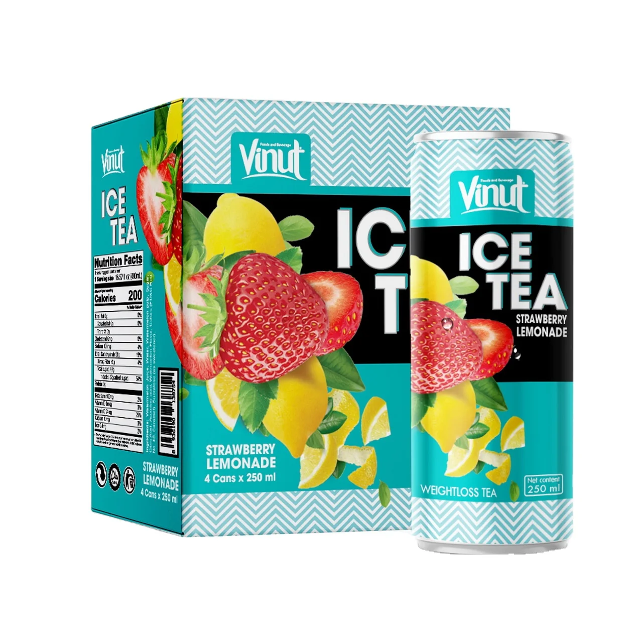 
8.5 fl oz Soda Sparkling water 4 Cans Ice Tea Strawberry Lemonade Juice Wholesale Suppliers free sugar Newest OEM beverage 
