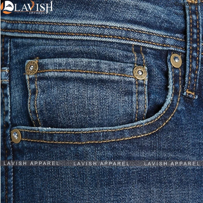 Custom Distressed Washed Dark Blue Denim Jeans Pants for Men Stylish Baggy Hole Super Skinny Jeans Men