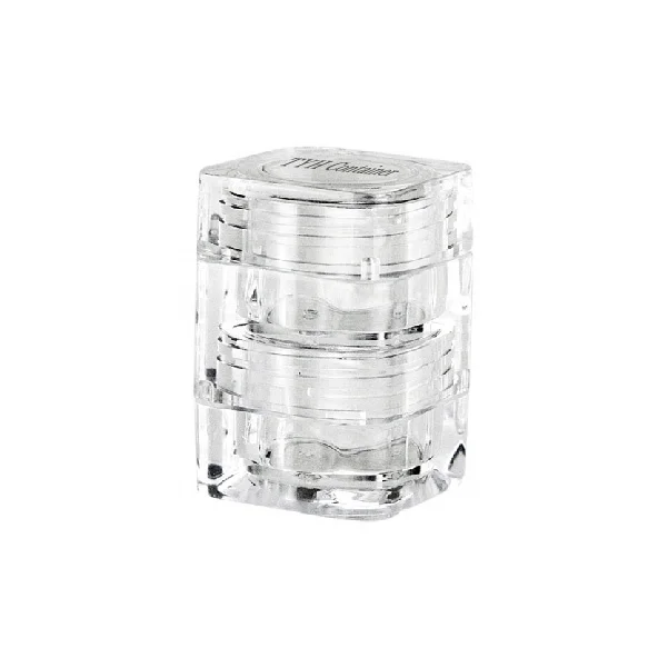 (BQ05-3) 10ML Square Shape Clear Color Cosmetics Jars, Stackable Small Jar (Cap + Middle + Base)
