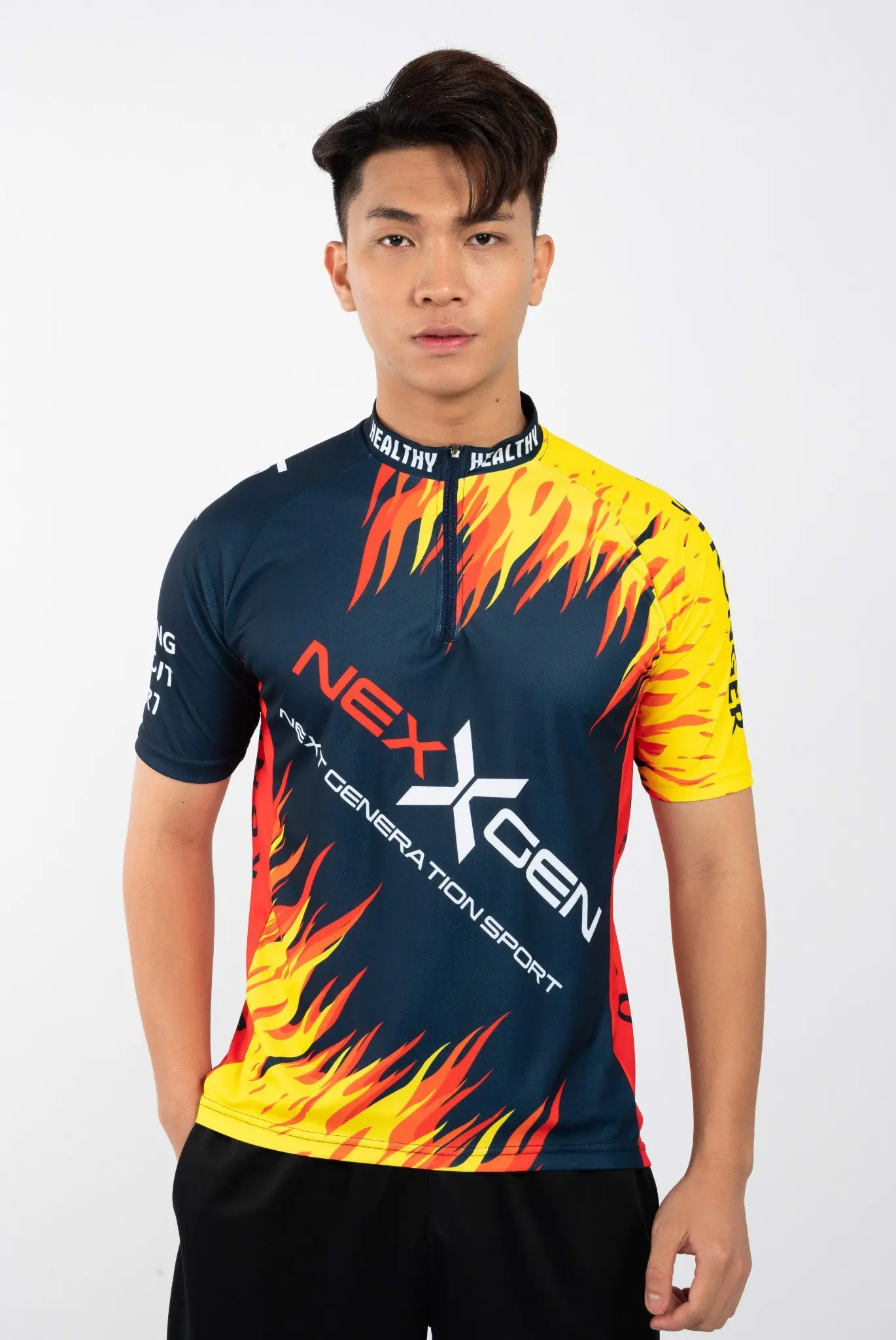 100% Polyester for sublimated Custom Shirts for Men screen print logo Shirt WHITE Short Sleeve T-shirts Quick Dry Orange Printed