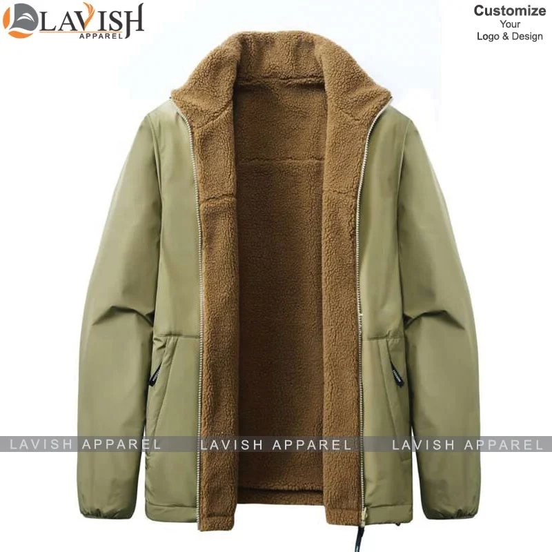 Custom Made Cheap High Quality Casual Bomber Plain Jacket with Inner Fur Lining Full Sleeve Stand Collar Soft Shell Jacket