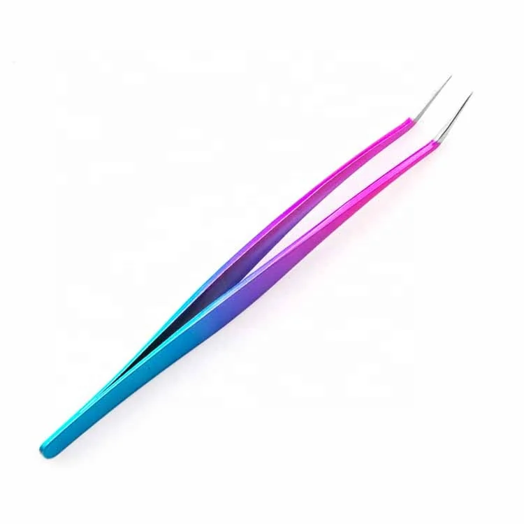 Stainless Steel Custom Tweezers Set Lash Las Eyelash Extension Tweezers Custom Volume Lash Eyelash Tweezers Rainbow Color