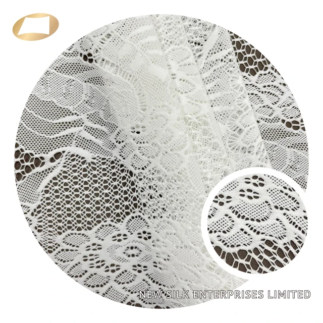 High elastic nylon dentelle lace floral fabric