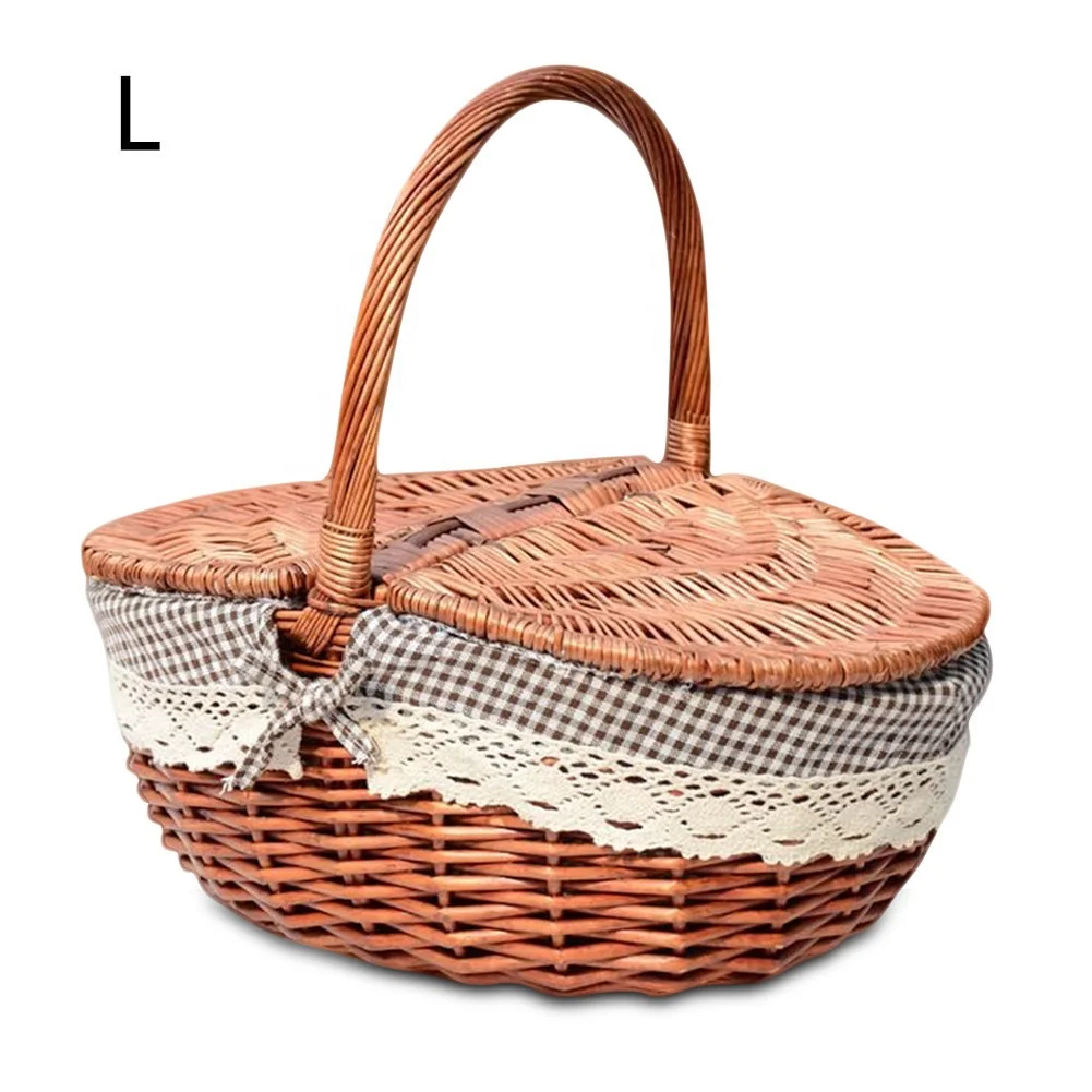 Small Eco-Friendly Wicker Rattan Picnic Basket Bamboo and Plastic Pet Cage with Animal Pattern for Cat Dog Homewares Storage