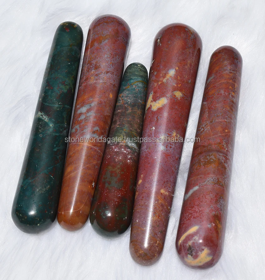 Crystal Bloodstone Massage Wand, Smooth Polished Wand Massager Wholesale Bloodstone Wand for Sale Form Stone World Agate Natural