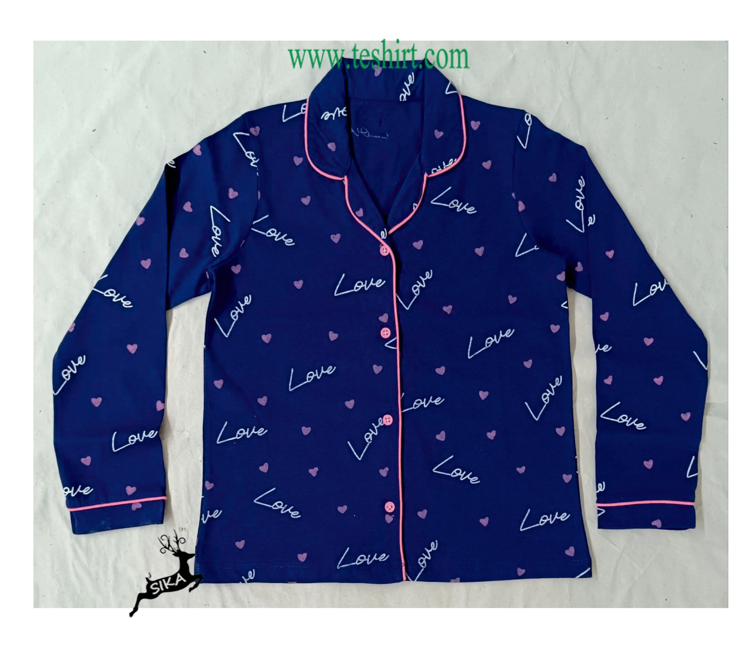 Daily Wear Knitted all over printed flower High Quality Cotton sleepwear pyjama set alibaba online shopping indian manufacturer