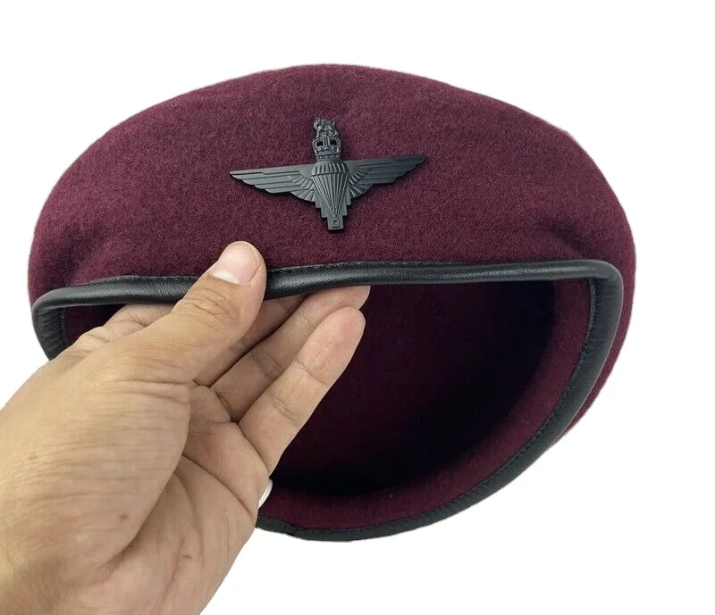 New High Quality Uk Army British Airborne Paratrooper Forces Red Wool Royal Maroon Beret Military Hat Cap