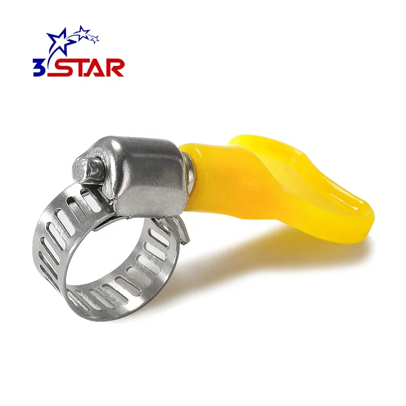 Galvanized Steel/Stainless Steel American Style Hose Clamp with Plastic Butterfly Key Handle in Multiple Colors