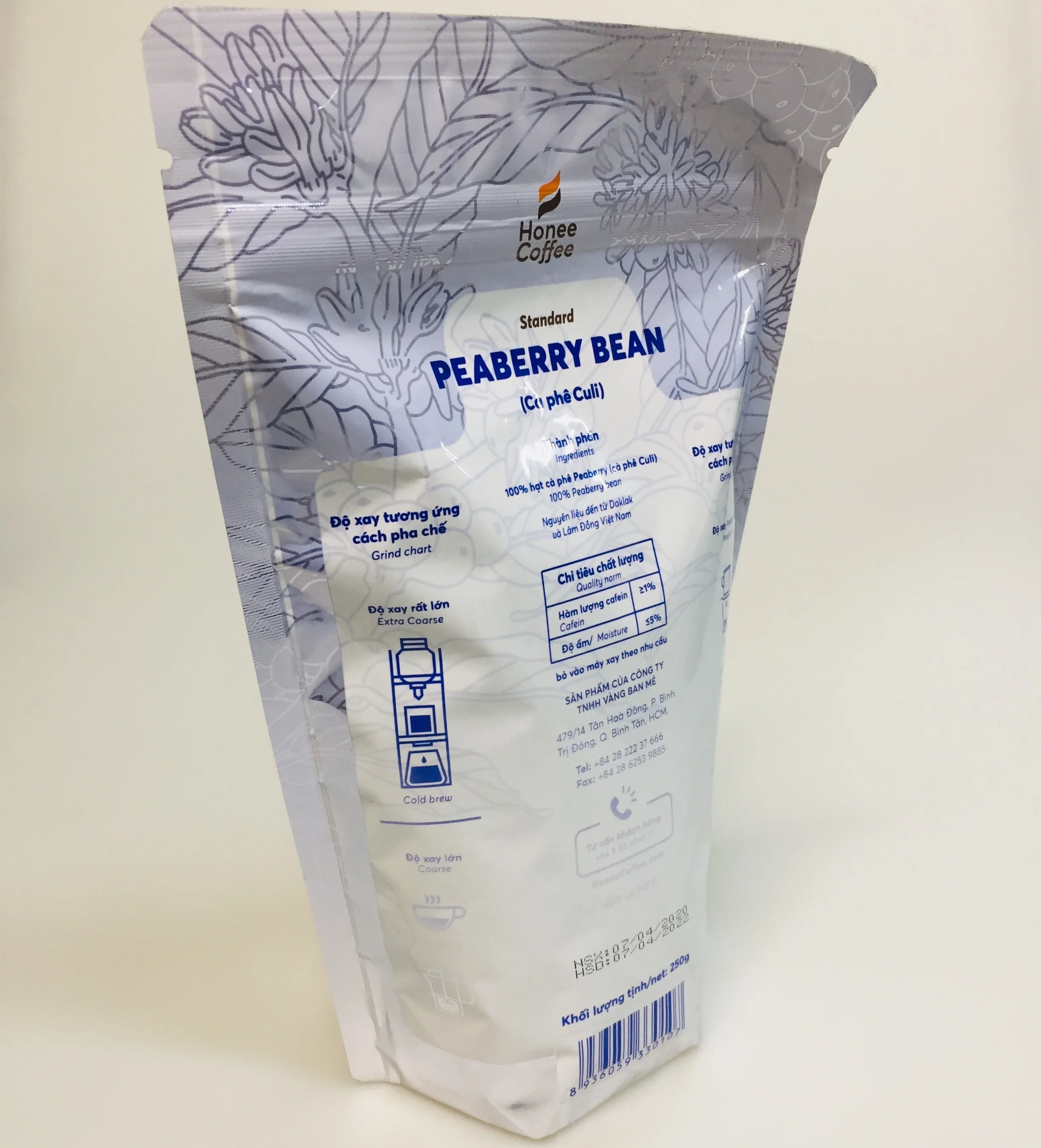  Peaberry жареные зерна цельного кофе 100% из Вьетнамского среднего обжарки 250 г 2021