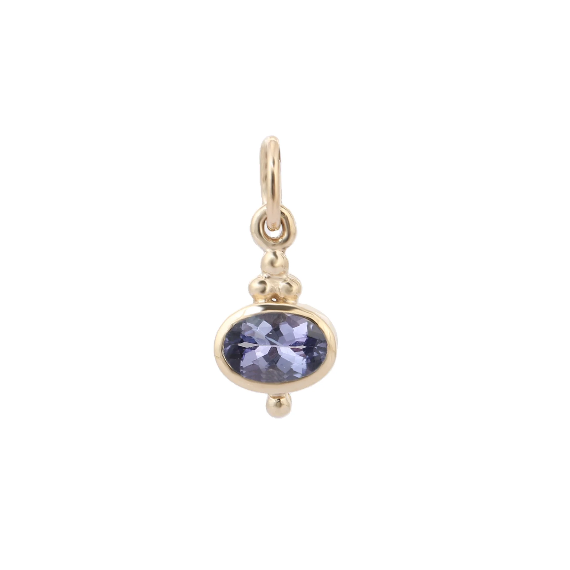 Best Selling Product Natural Tanzanite Oval Gemstone Pendant 14K Solid Yellow Gold Charm Pendant Minimalist Jewelry
