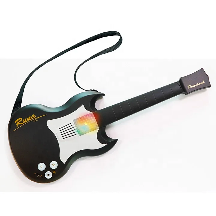 portable chords touch play stringless electric Toy Guitar Electronic Unisex ABS Led Plastic Microphone Toy