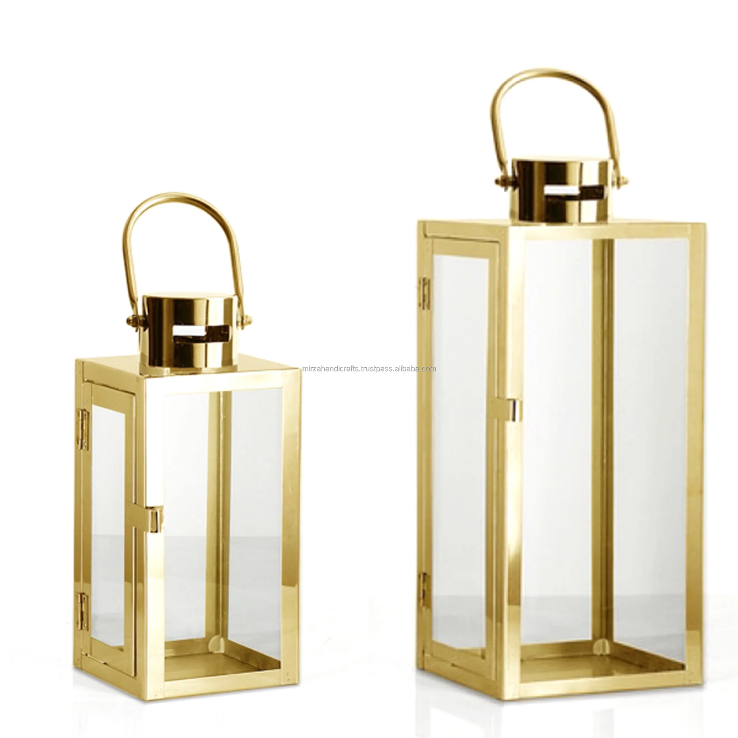 Golden Brass Moroccan Candle Lanterns Golden Wedding Decoration Lantern Beading Lantern Set at Cheapest Price