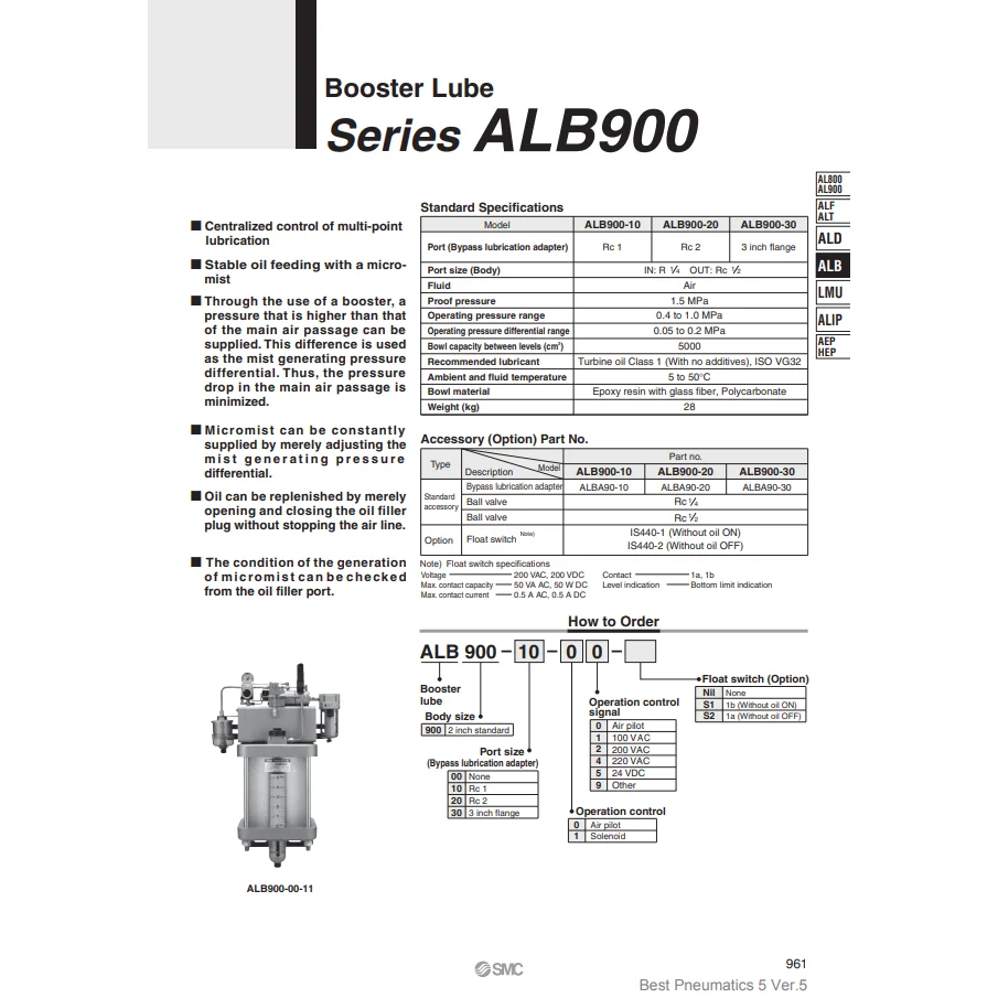 [SMC Pneumatics]Booster Lube ALB900-20-11-S1