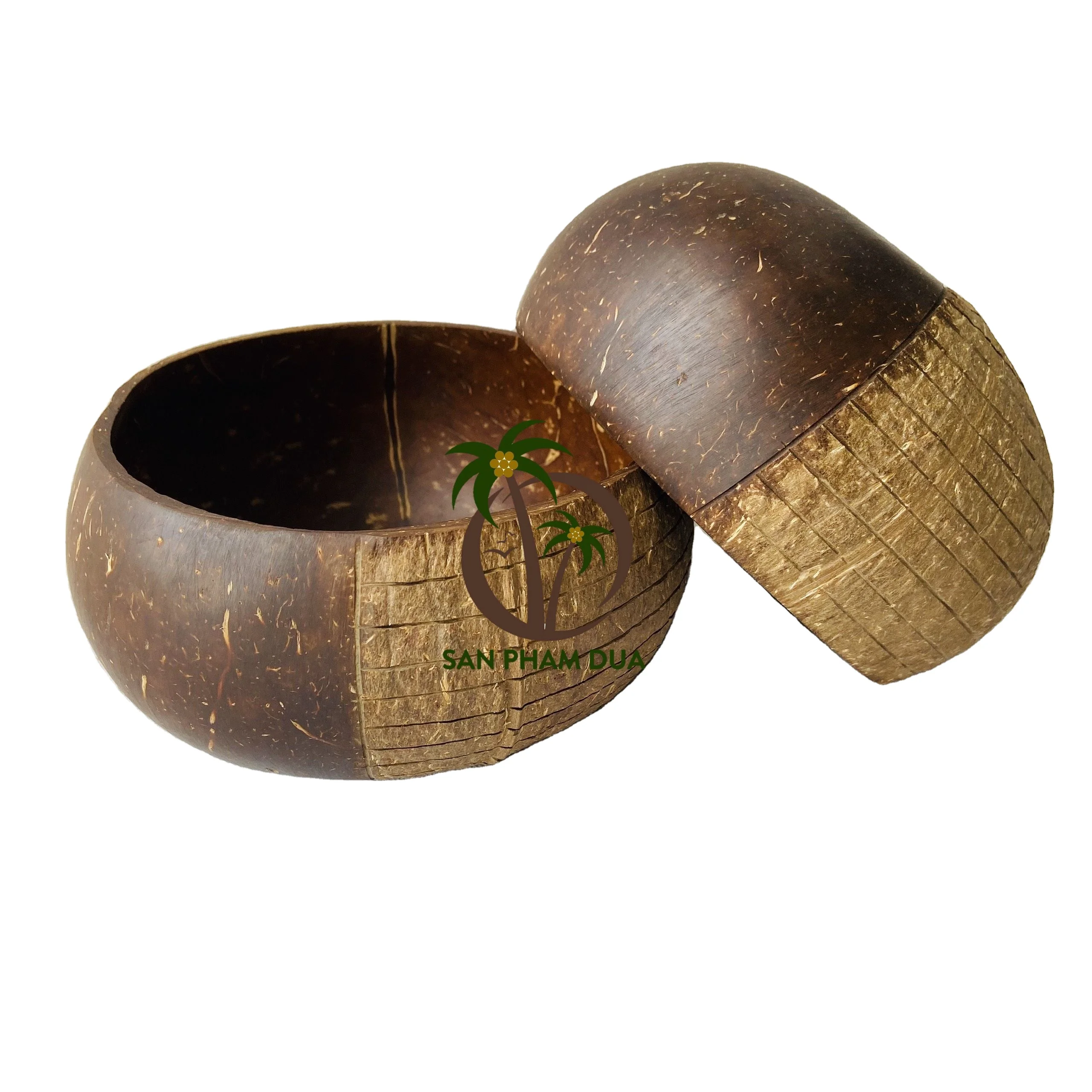 Natural coconut shell bowl/coconut shell hold candle logo engraved coconut bowls vietnam/coconut buddha bowl coconut wood bowl