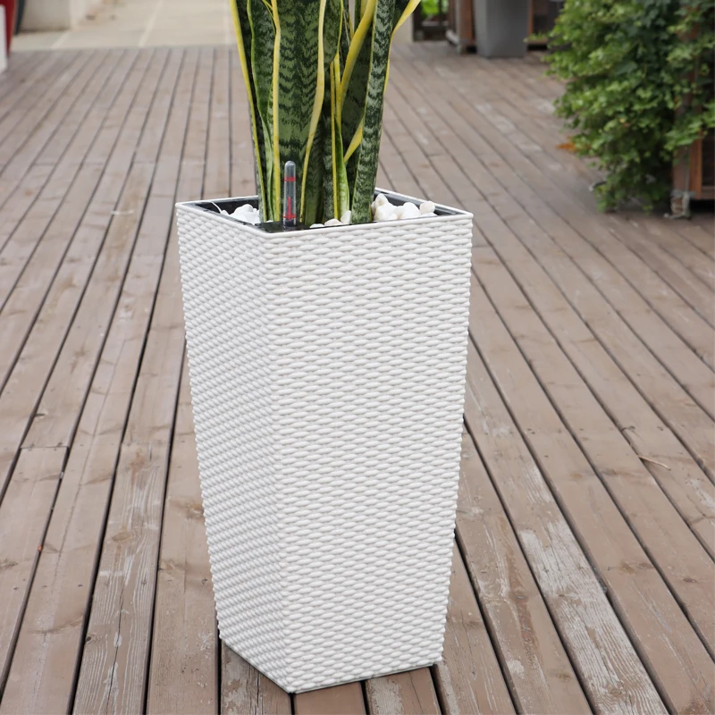 Hot Sale High Quality Modern Rattan Plastic Flower Pot Self-Watering Planter Decoration for Garden Balcony Home Outdoor Indoor