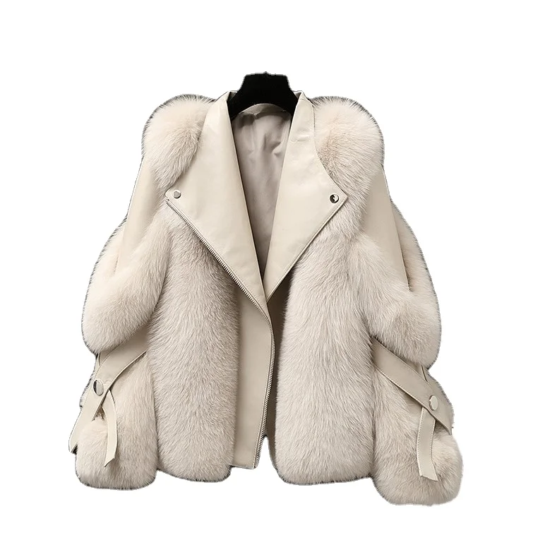 Women autumn and winter whole skin fox fur short coat hing imitation fur one young coat women jacket