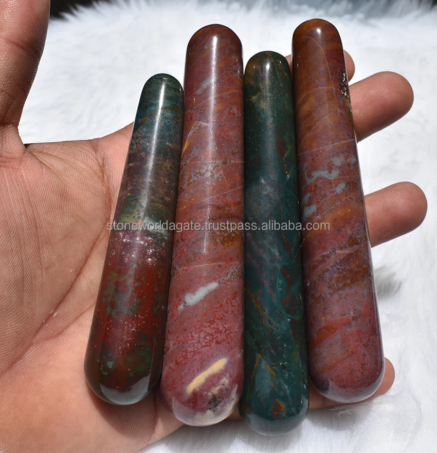 Crystal Bloodstone Massage Wand, Smooth Polished Wand Massager Wholesale Bloodstone Wand for Sale Form Stone World Agate Natural
