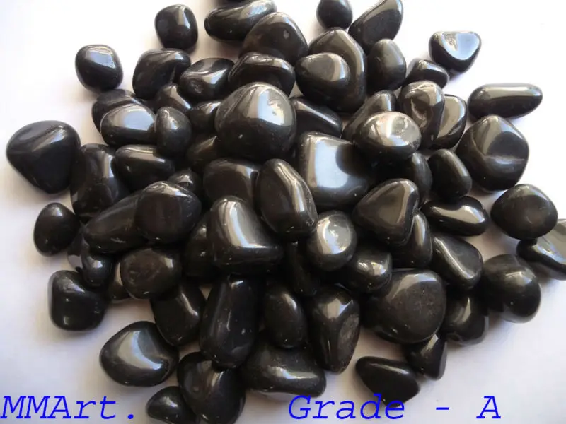 High Glossy Polished and Tumbled Black Natural Agate Stone Pebbles for Landscaping and Garden Decoration