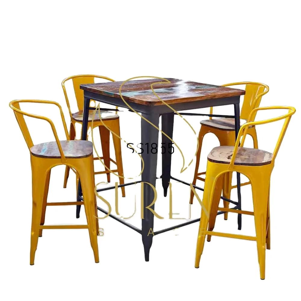 Wholesale Dealer of Yellow Metal Stylish Bar Pub Brewery Night Club Table Chair Set Available at Exclusive Price