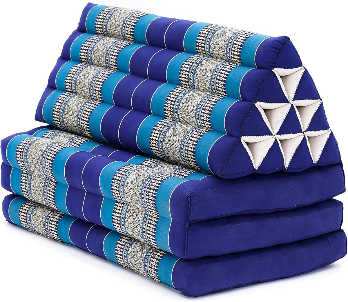 Jumbo 3 Folds Mat Triangle Pillow Foldable Mattress Cushion Made of Kapok for TV Watching and Sleep 80 x 170 cm in Blue