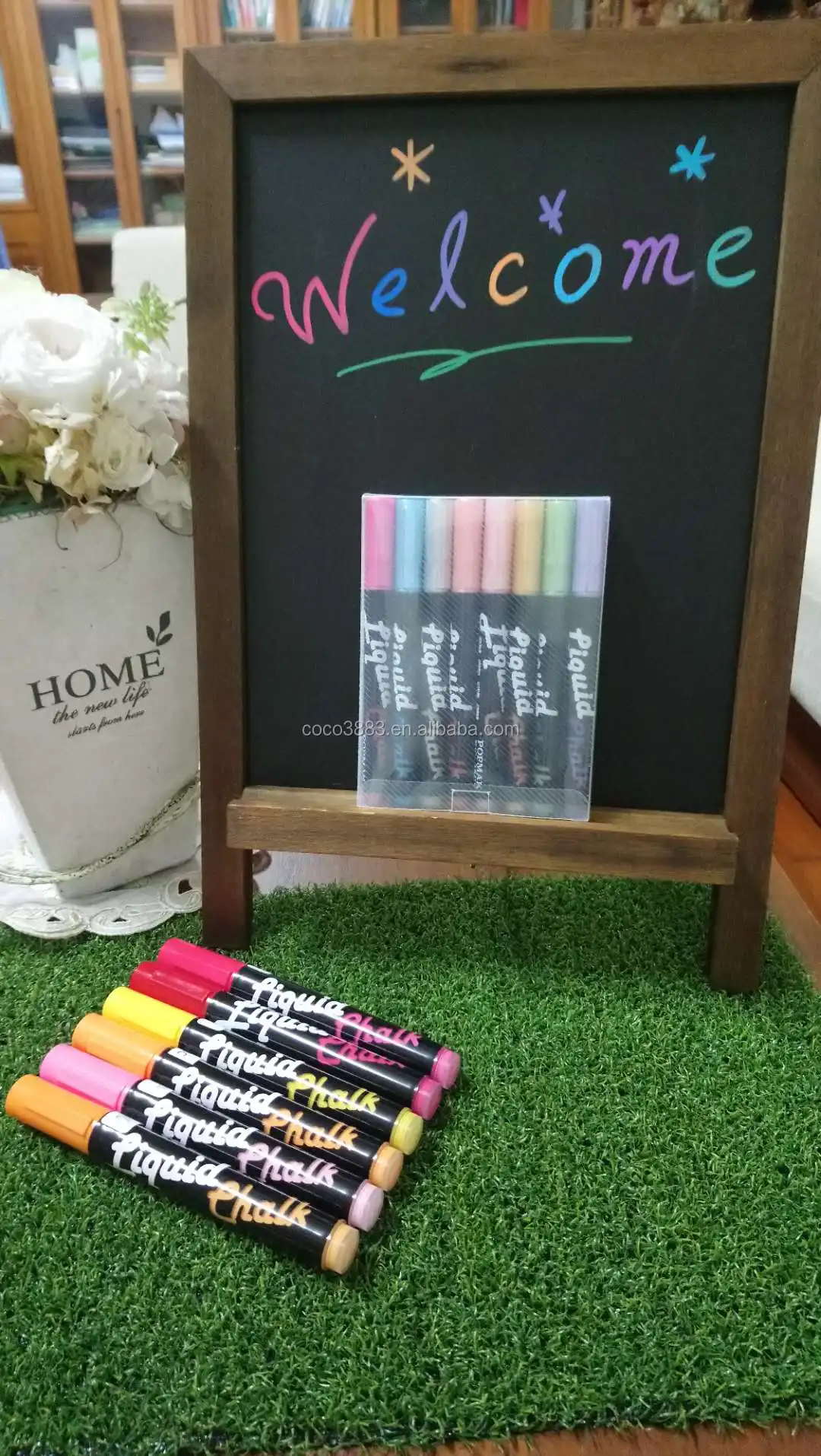 Factory Selling  Parallel Flat Tip Water based Erasable Liquid Chalk Fluorescent Pen 50 colors