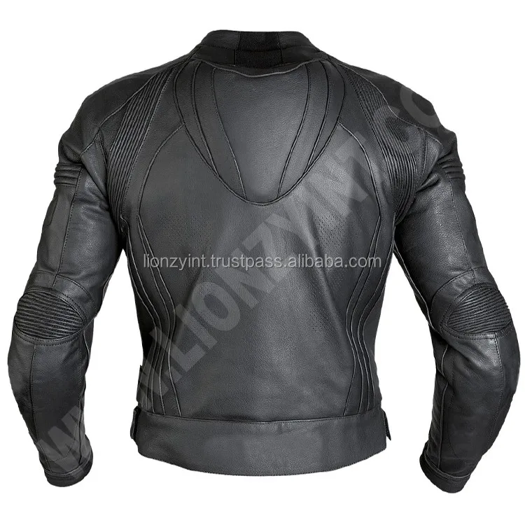 Mens Genuine Leather Biker Jacket Black Motorbike Jacket Outdoor Waterproof Clothing Biker